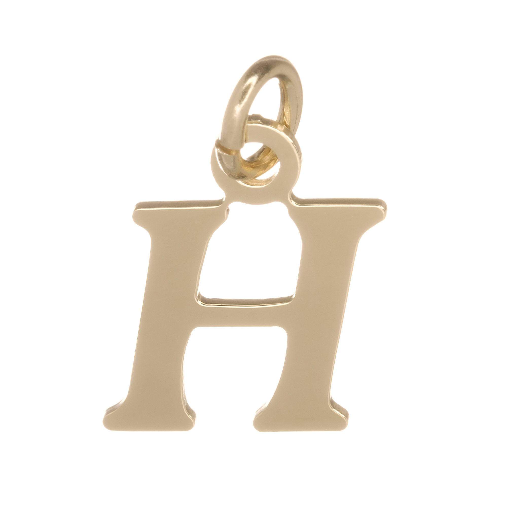 18ct Gold on 925 Sterling Silver Alphabet Initial Charm Pendant - 17mm