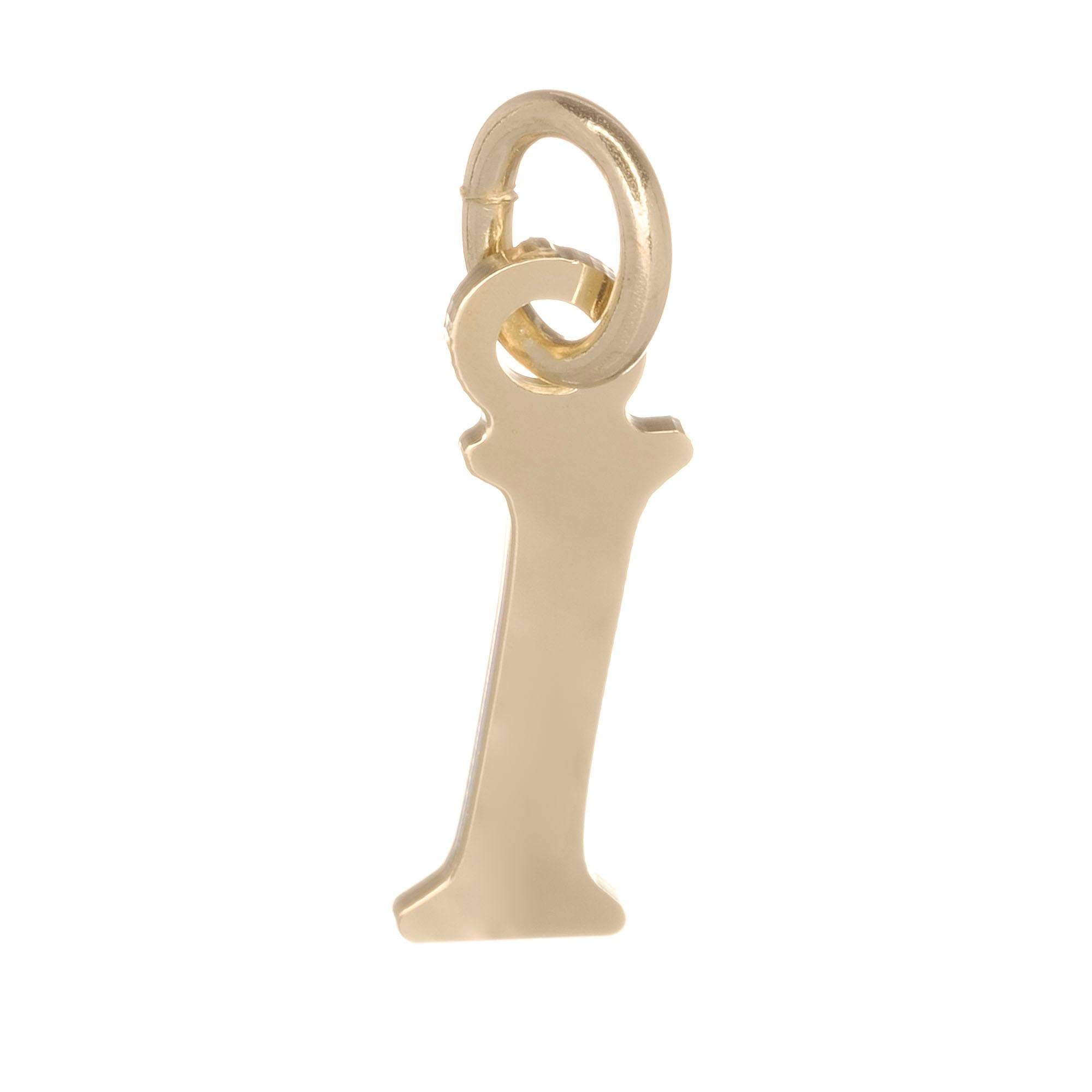 18ct Gold on 925 Sterling Silver Alphabet Initial Charm Pendant - 17mm