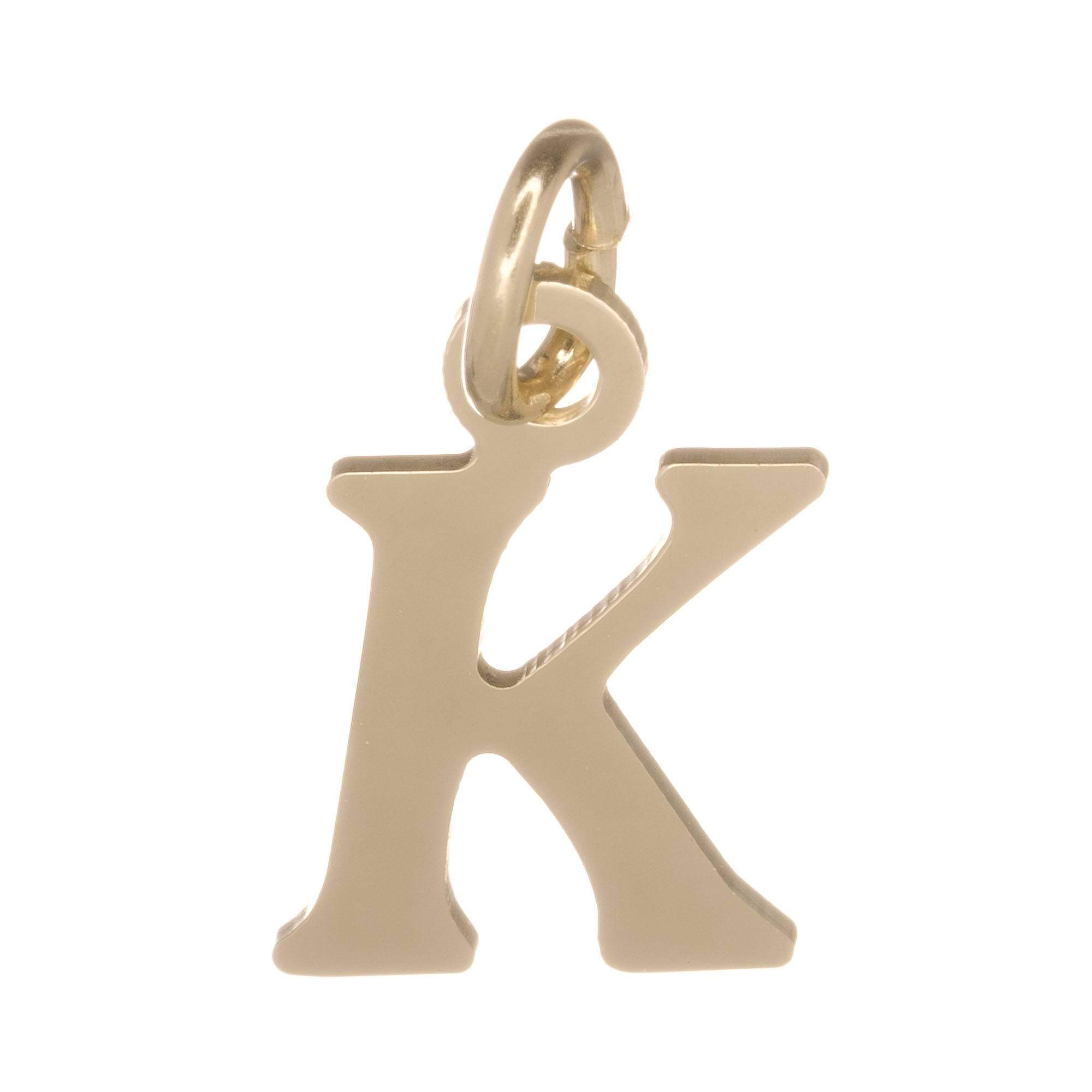 18ct Gold on 925 Sterling Silver Alphabet Initial Charm Pendant - 17mm