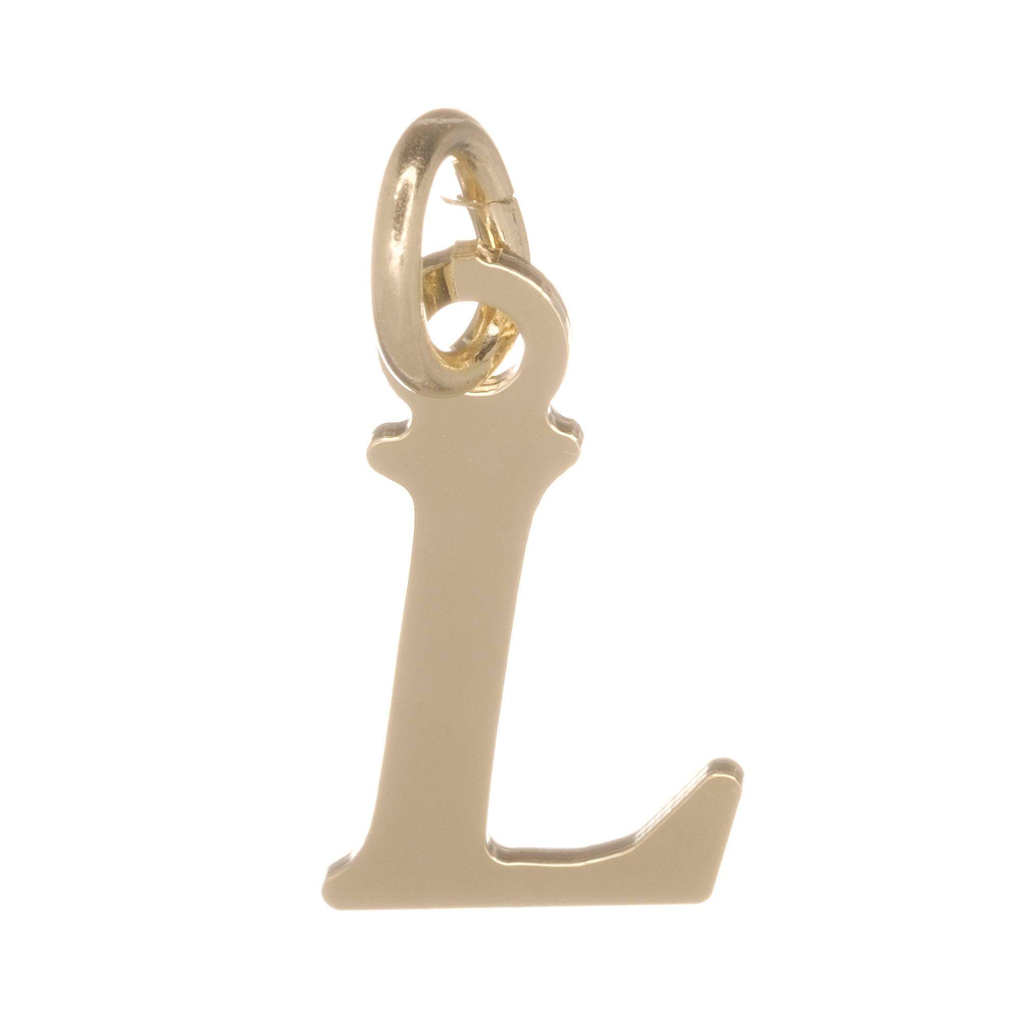 18ct Gold on 925 Sterling Silver Alphabet Initial Charm Pendant - 17mm
