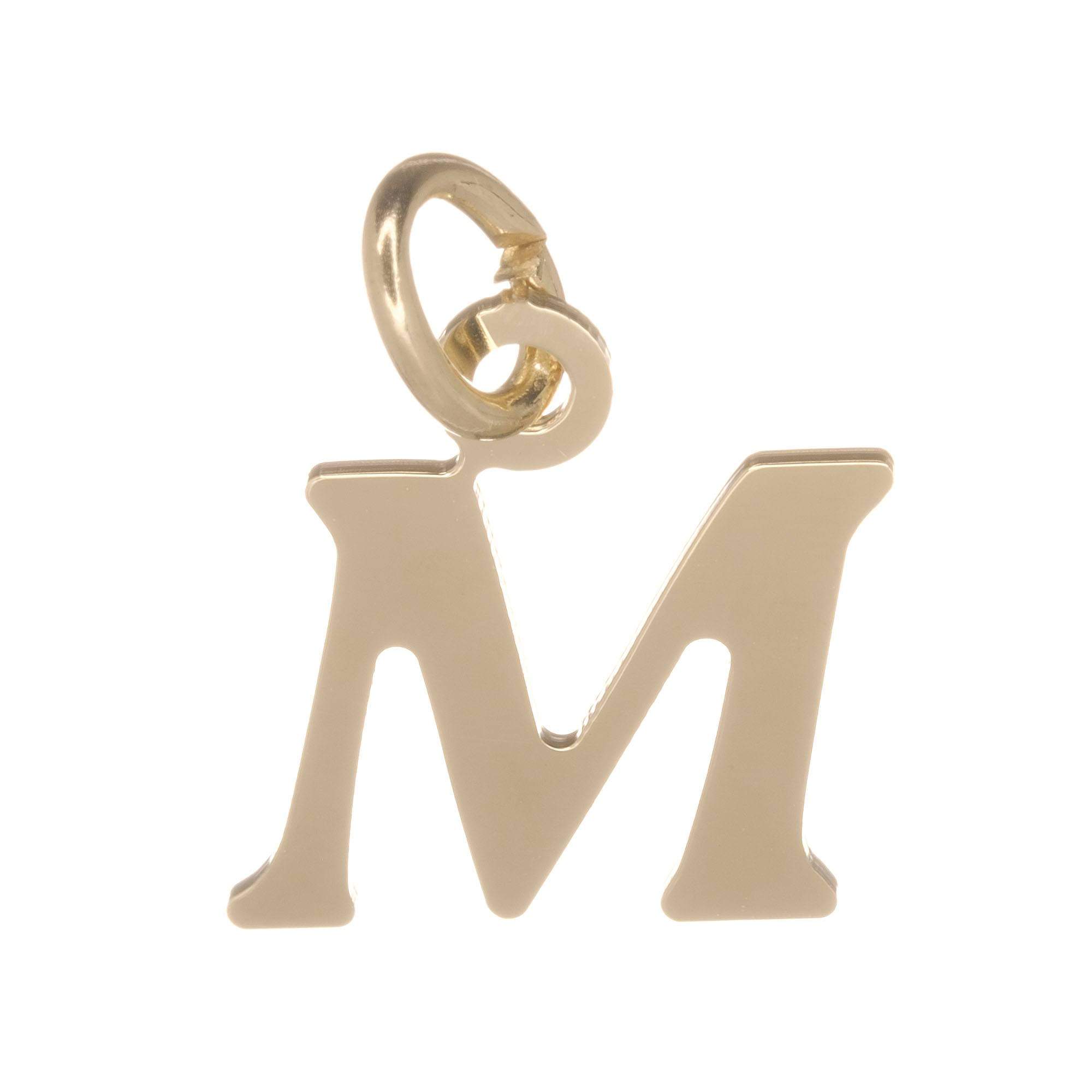 18ct Gold on 925 Sterling Silver Alphabet Initial Charm Pendant - 17mm