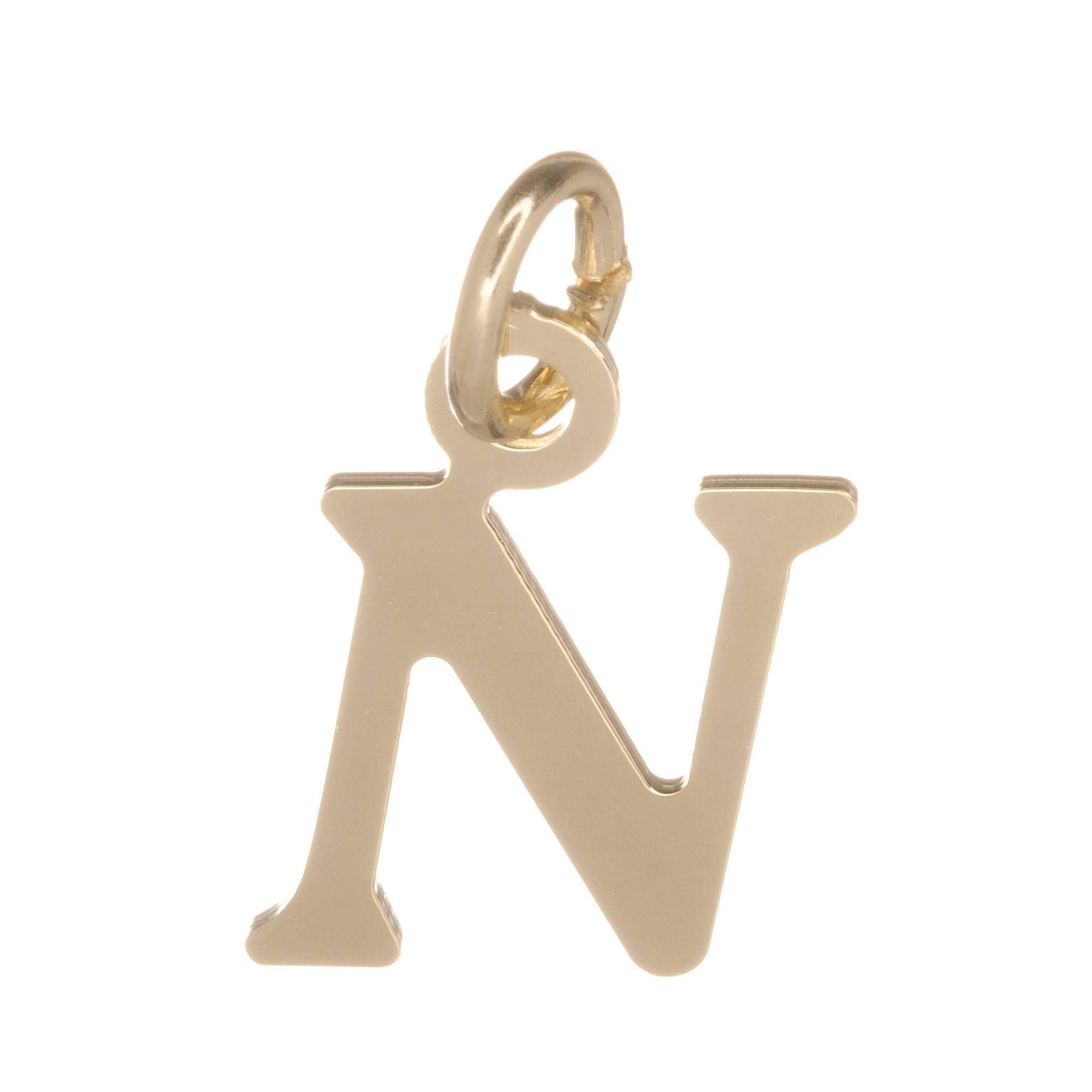 18ct Gold on 925 Sterling Silver Alphabet Initial Charm Pendant - 17mm
