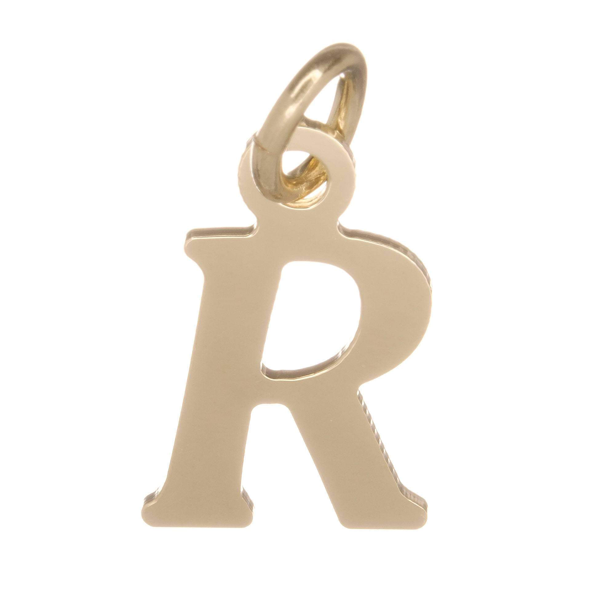 18ct Gold on 925 Sterling Silver Alphabet Initial Charm Pendant - 17mm