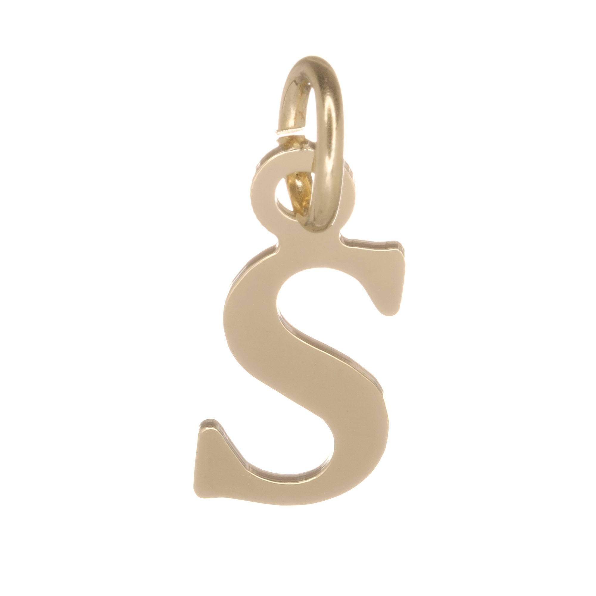 18ct Gold on 925 Sterling Silver Alphabet Initial Charm Pendant - 17mm