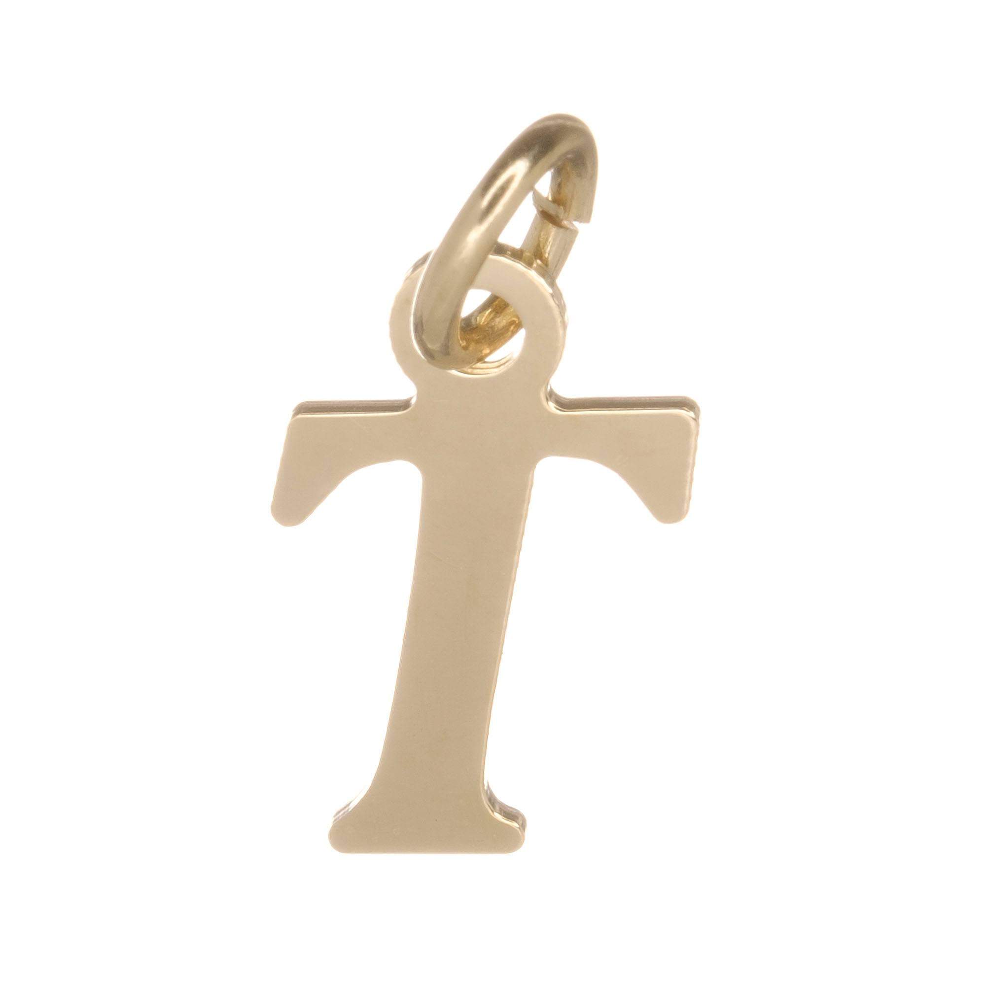 18ct Gold on 925 Sterling Silver Alphabet Initial Charm Pendant - 17mm