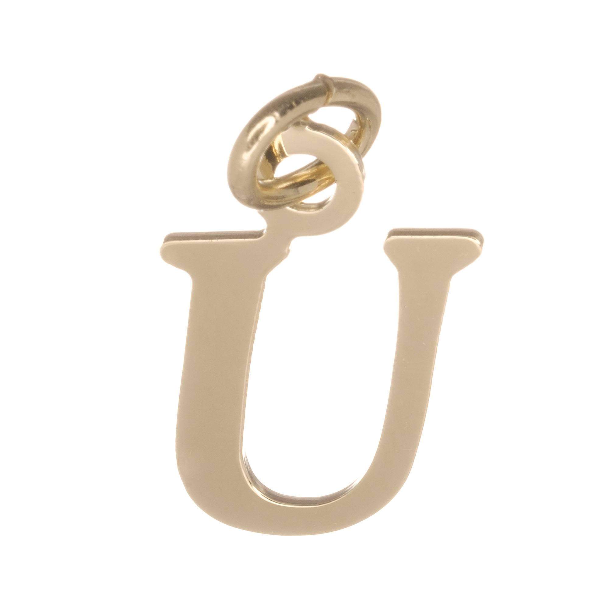 18ct Gold on 925 Sterling Silver Alphabet Initial Charm Pendant - 17mm