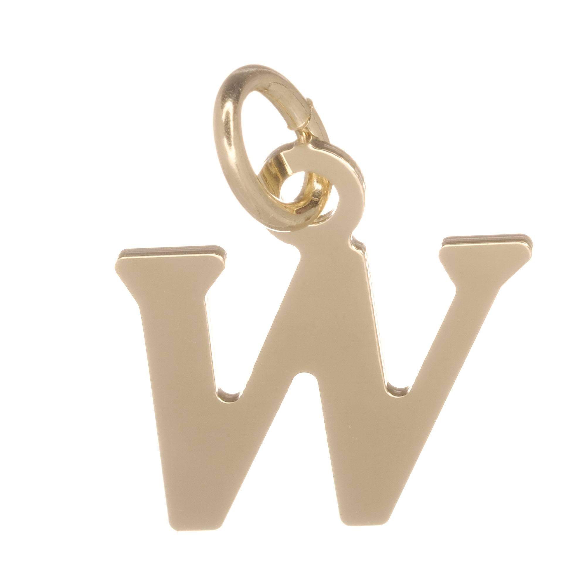 18ct Gold on 925 Sterling Silver Alphabet Initial Charm Pendant - 17mm