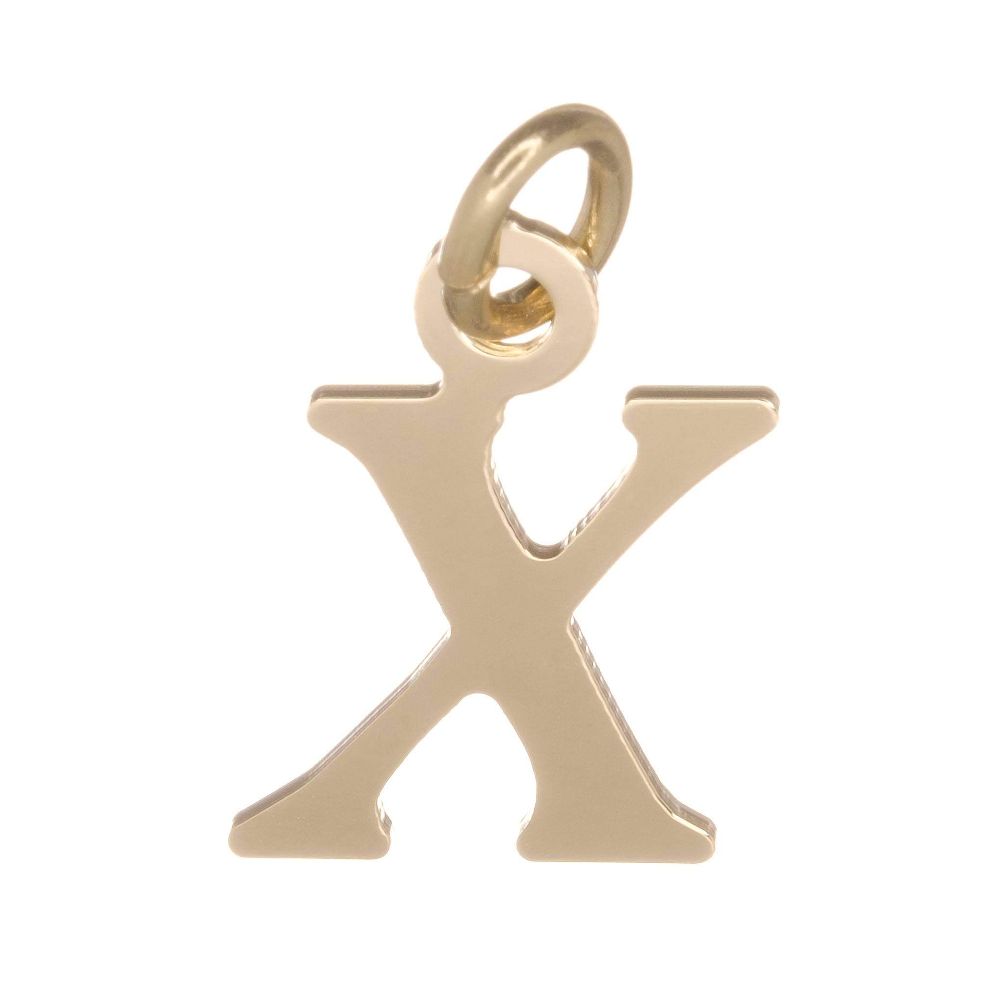 18ct Gold on 925 Sterling Silver Alphabet Initial Charm Pendant - 17mm