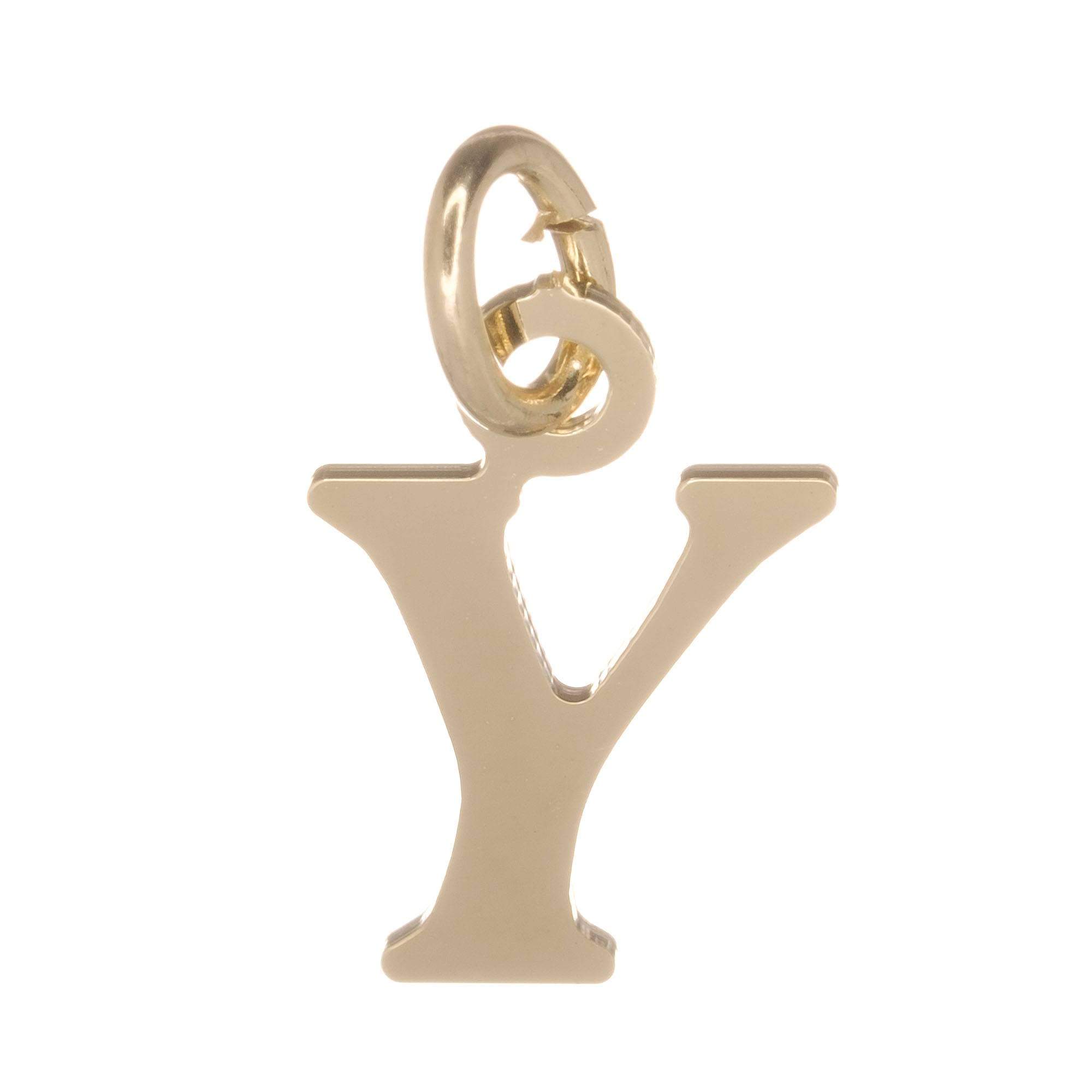 18ct Gold on 925 Sterling Silver Alphabet Initial Charm Pendant - 17mm