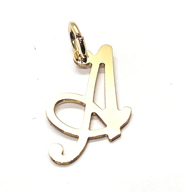 18ct Gold on 925 Sterling Silver Alphabet Initial Letter Large Script Pendant Charm