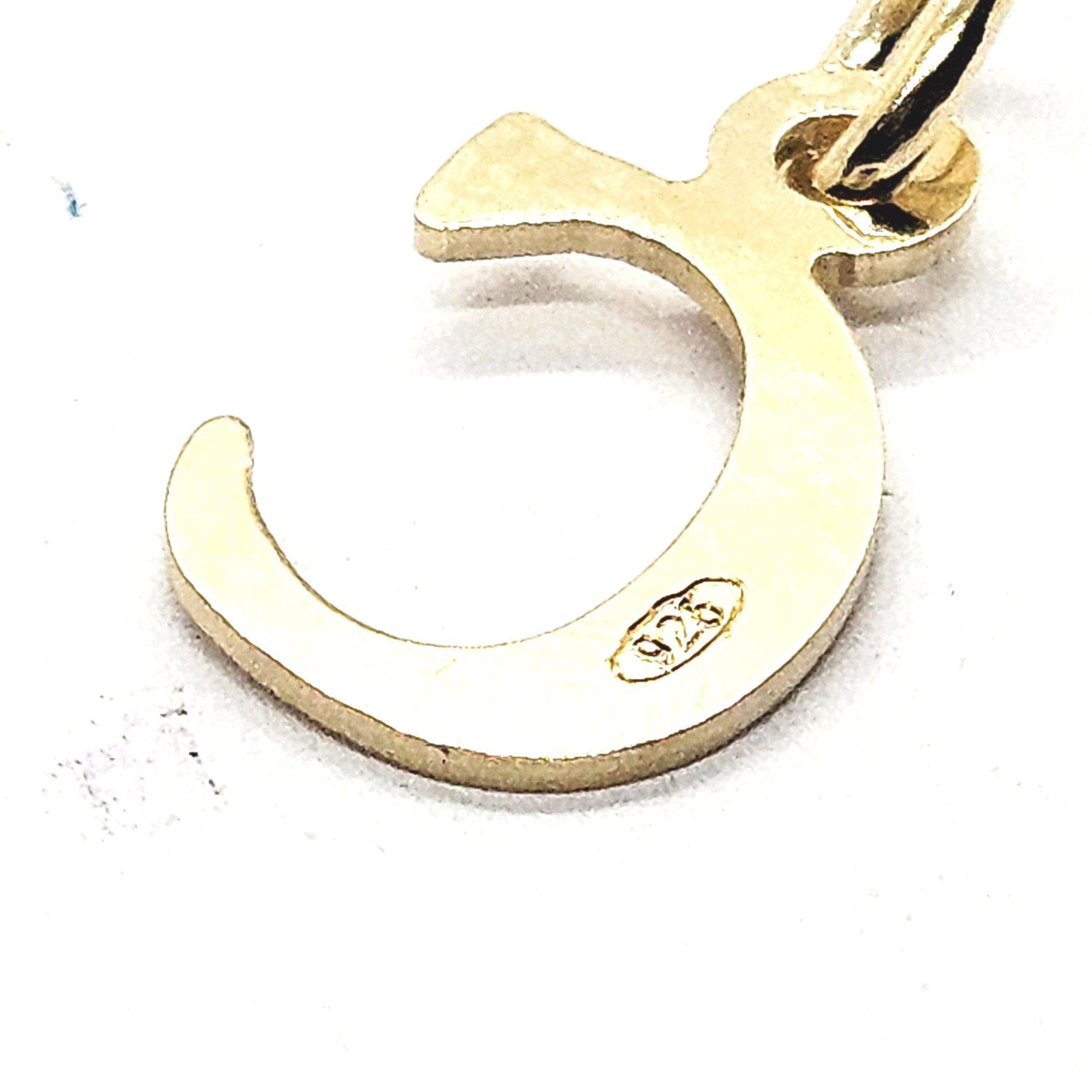 18ct Gold on 925 Sterling Silver Alphabet Initial Charm Pendant - 17mm