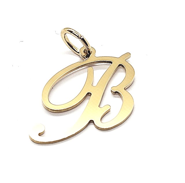 18ct Gold on 925 Sterling Silver Alphabet Initial Letter Large Script Pendant Charm