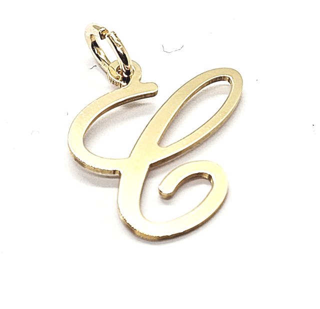 18ct Gold on 925 Sterling Silver Alphabet Initial Letter Large Script Pendant Charm