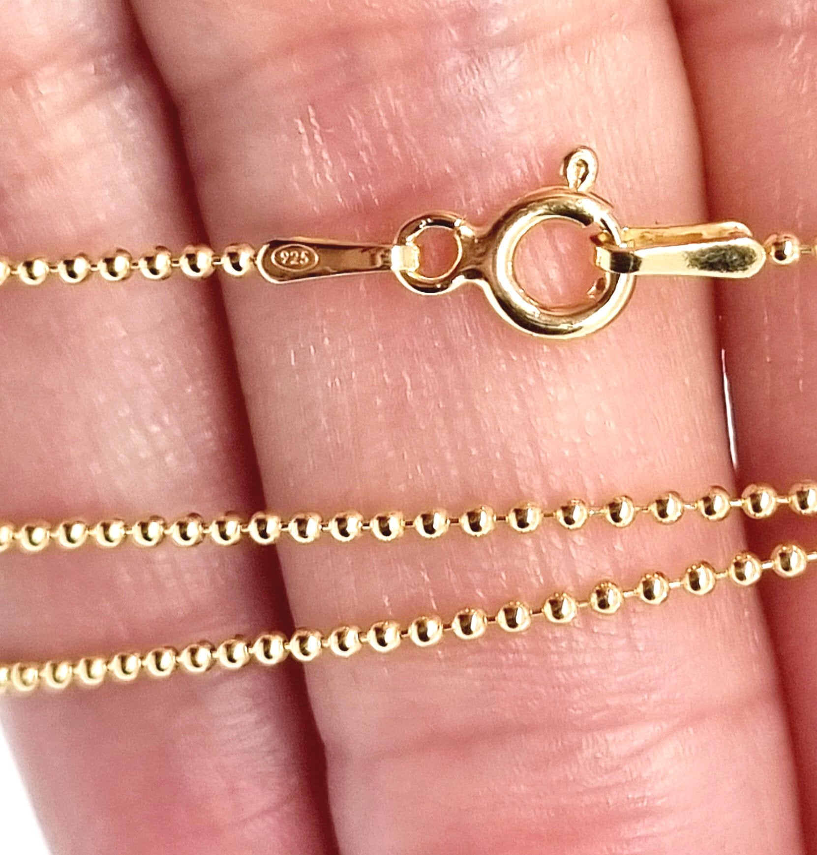 18ct Gold on 925 STS Ball / Bead Chain
