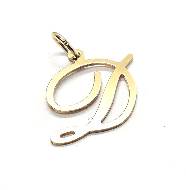 18ct Gold on 925 Sterling Silver Alphabet Initial Letter Large Script Pendant Charm