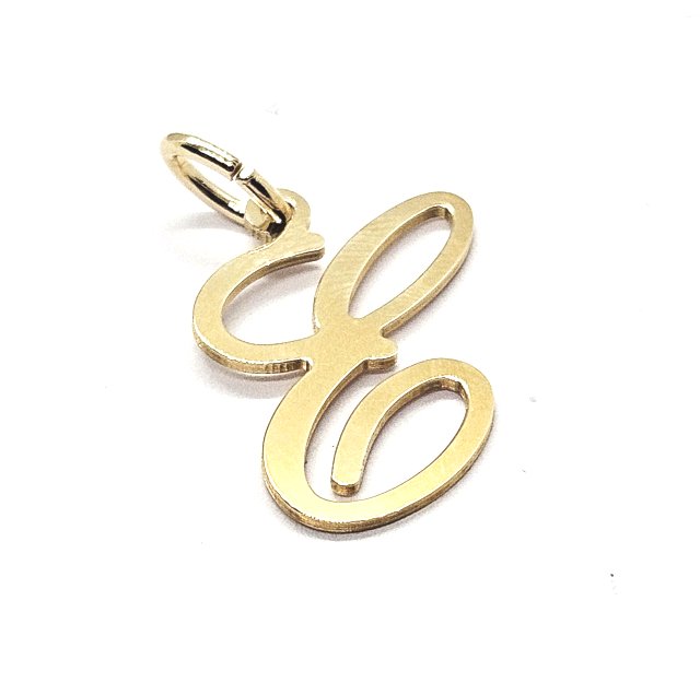 18ct Gold on 925 Sterling Silver Alphabet Initial Letter Large Script Pendant Charm