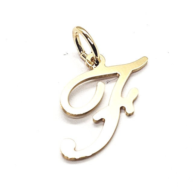 18ct Gold on 925 Sterling Silver Alphabet Initial Letter Large Script Pendant Charm