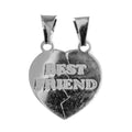 Sterling Silver Broken Love Heart Best Friends Pendant Charm