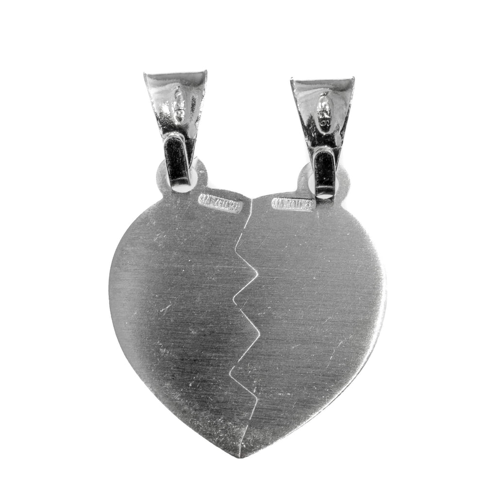 Sterling Silver Broken Love Heart Best Friends Pendant Charm