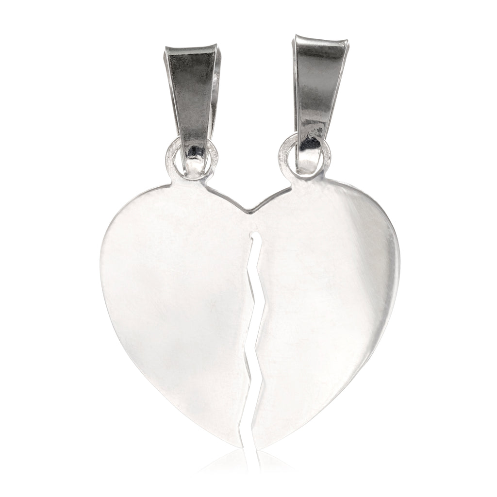Sterling Silver Broken Love Heart "I Love You" Pendant Charm