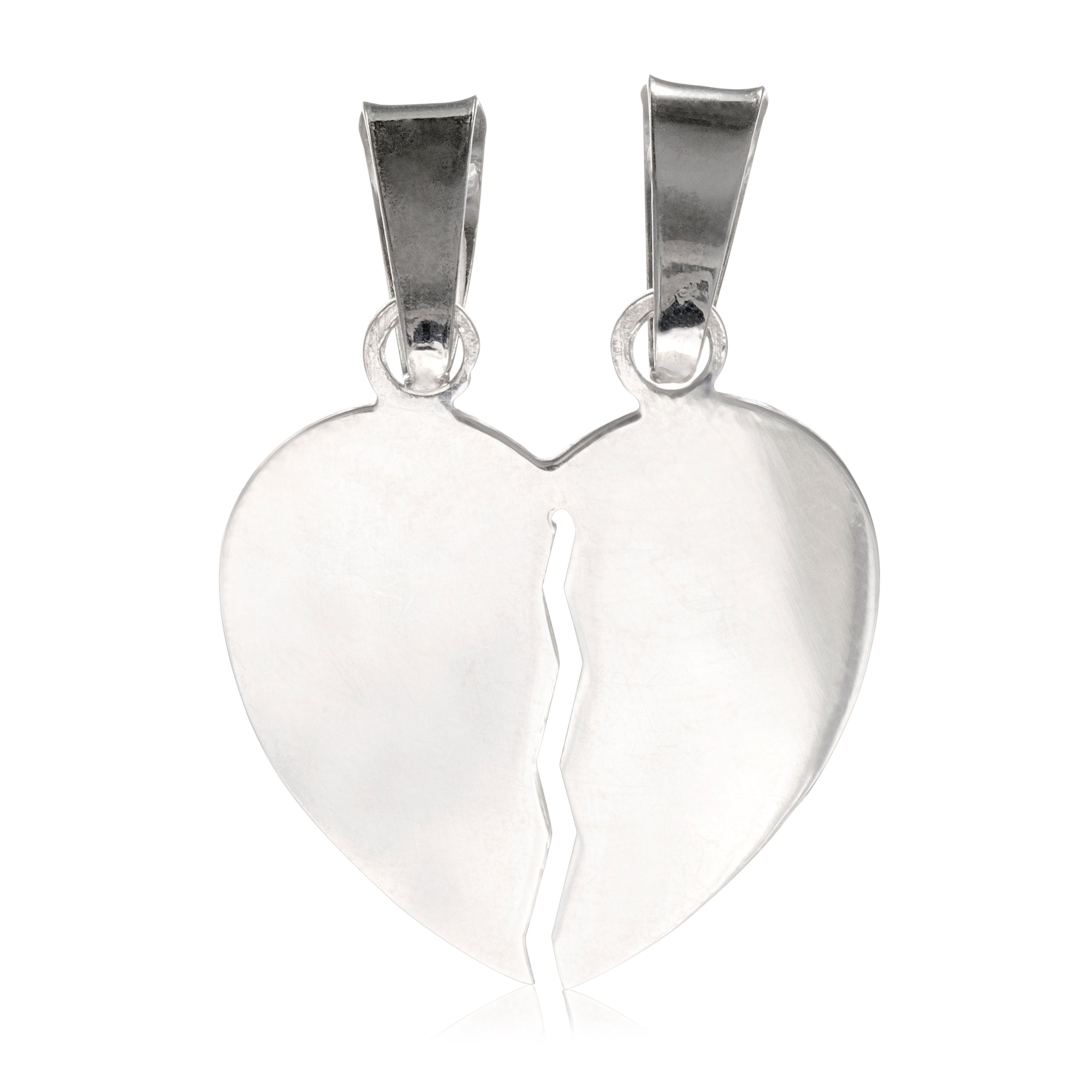 Sterling Silver Broken Love Heart "I Love You" Pendant Charm