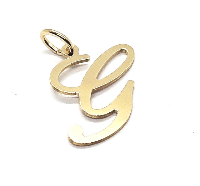 18ct Gold on 925 Sterling Silver Alphabet Initial Letter Large Script Pendant Charm