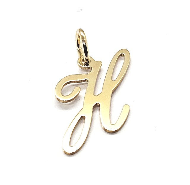 18ct Gold on 925 Sterling Silver Alphabet Initial Letter Large Script Pendant Charm