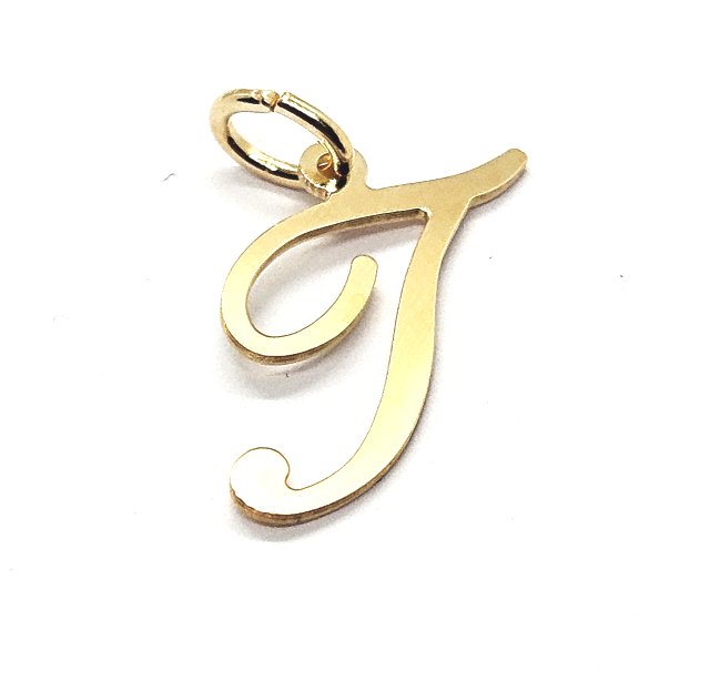18ct Gold on 925 Sterling Silver Alphabet Initial Letter Large Script Pendant Charm