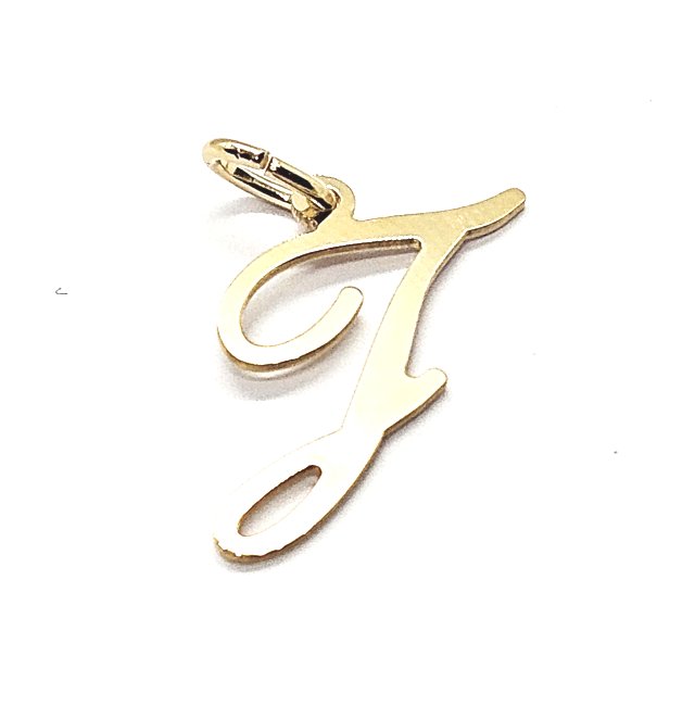 18ct Gold on 925 Sterling Silver Alphabet Initial Letter Large Script Pendant Charm
