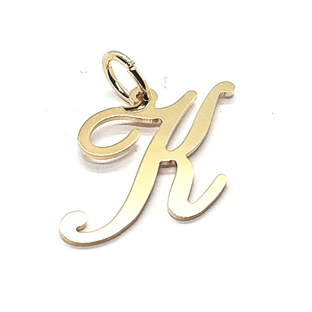 18ct Gold on 925 Sterling Silver Alphabet Initial Letter Large Script Pendant Charm