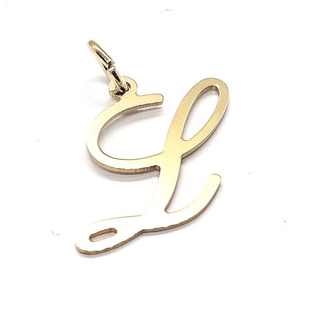 18ct Gold on 925 Sterling Silver Alphabet Initial Letter Large Script Pendant Charm