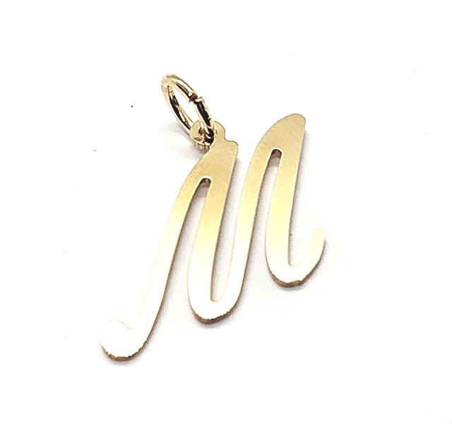 18ct Gold on 925 Sterling Silver Alphabet Initial Letter Large Script Pendant Charm