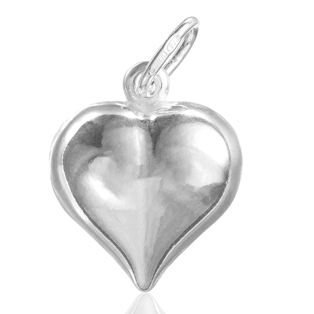 Sterling Silver Puffed Heart Pendant Charm