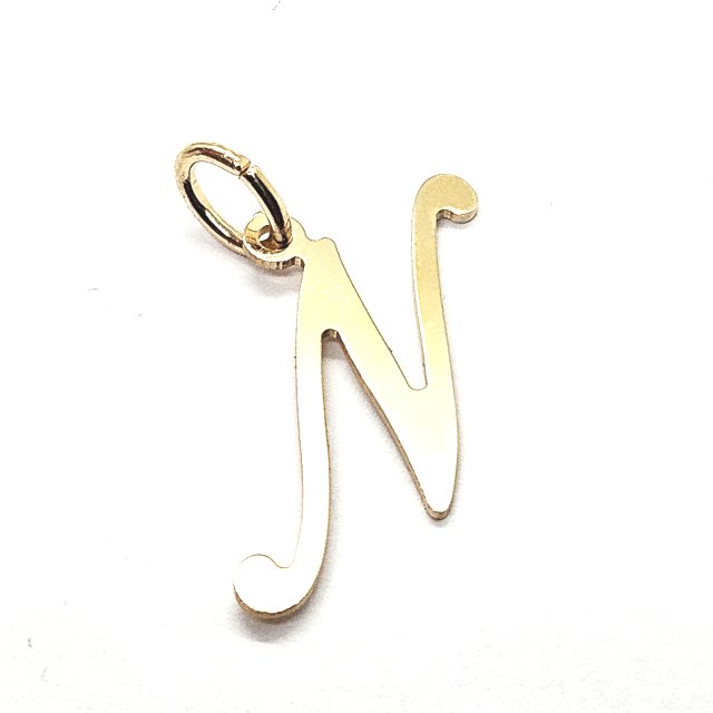 18ct Gold on 925 Sterling Silver Alphabet Initial Letter Large Script Pendant Charm