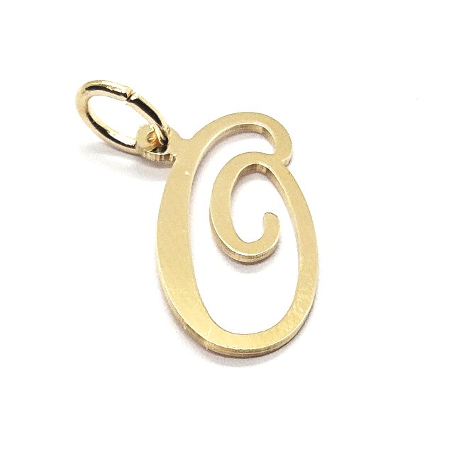 18ct Gold on 925 Sterling Silver Alphabet Initial Letter Large Script Pendant Charm