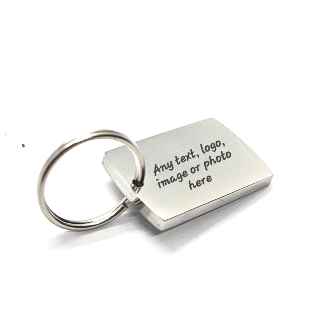 Stainless Steel Personalised Laser Engraved Keyring - Rectangle