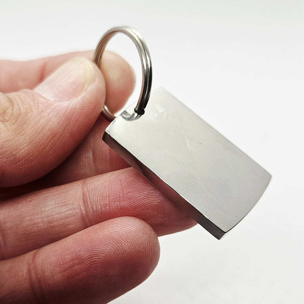 Stainless Steel Personalised Laser Engraved Keyring - Rectangle