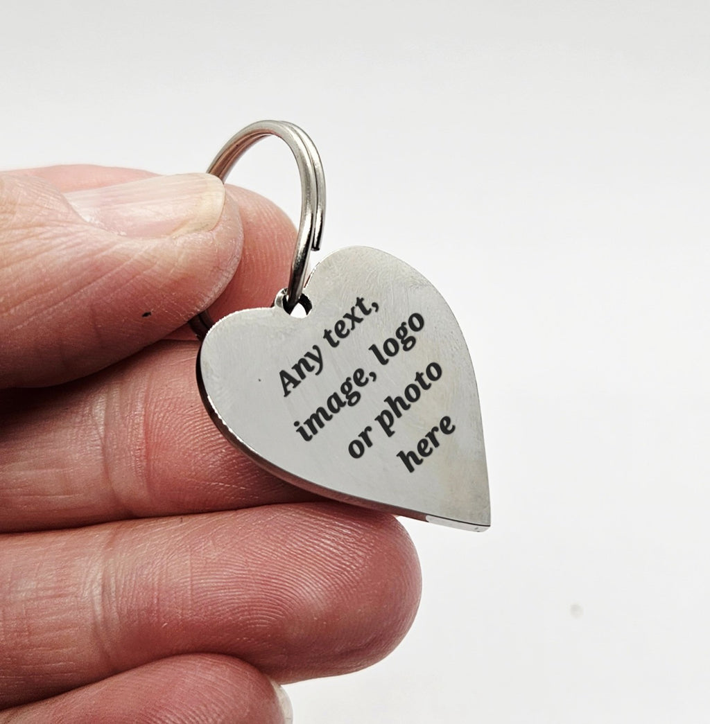 Stainless Steel Personalised Laser Engraved Keyring - Love Heart