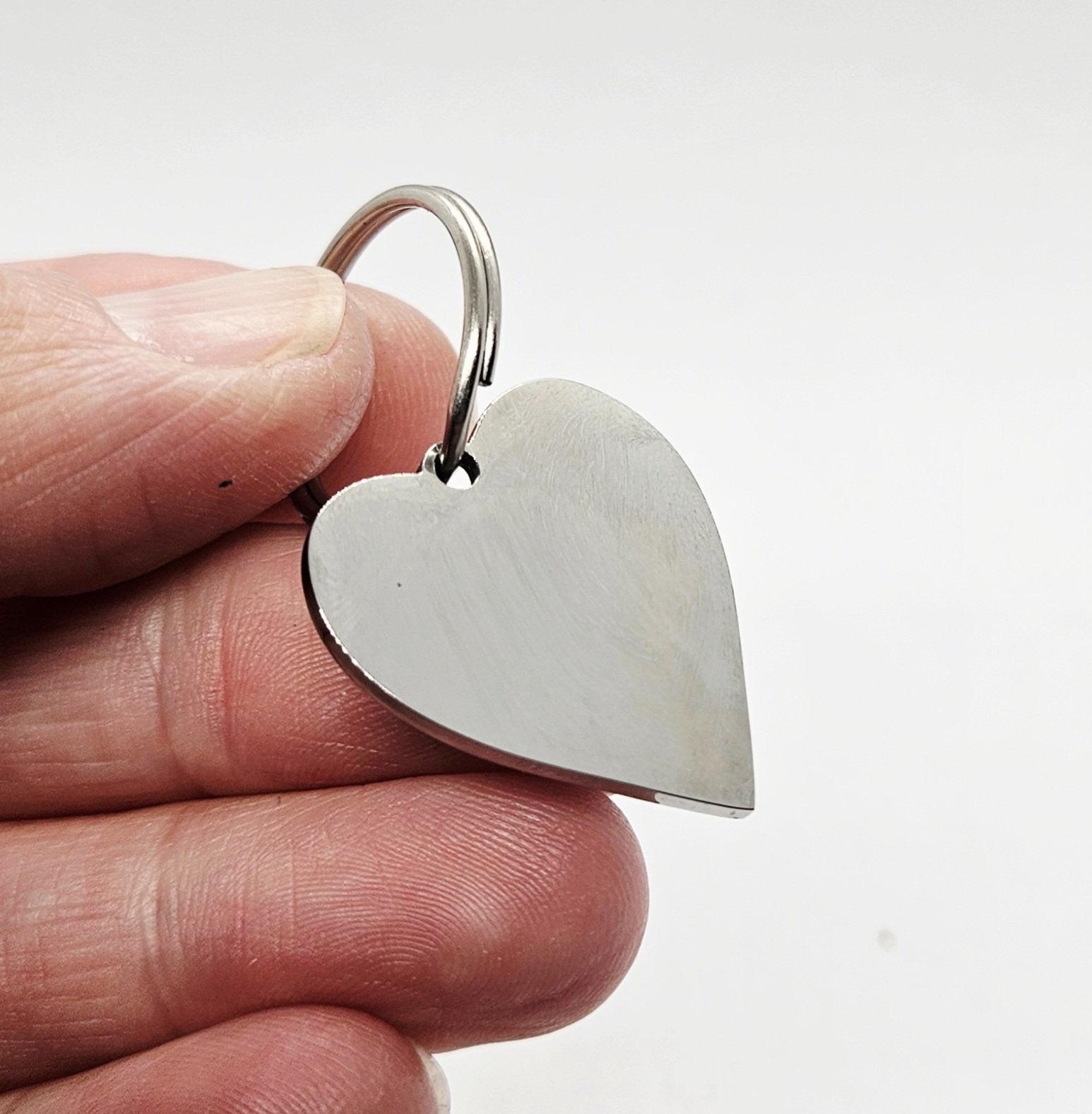 Stainless Steel Personalised Laser Engraved Keyring - Love Heart