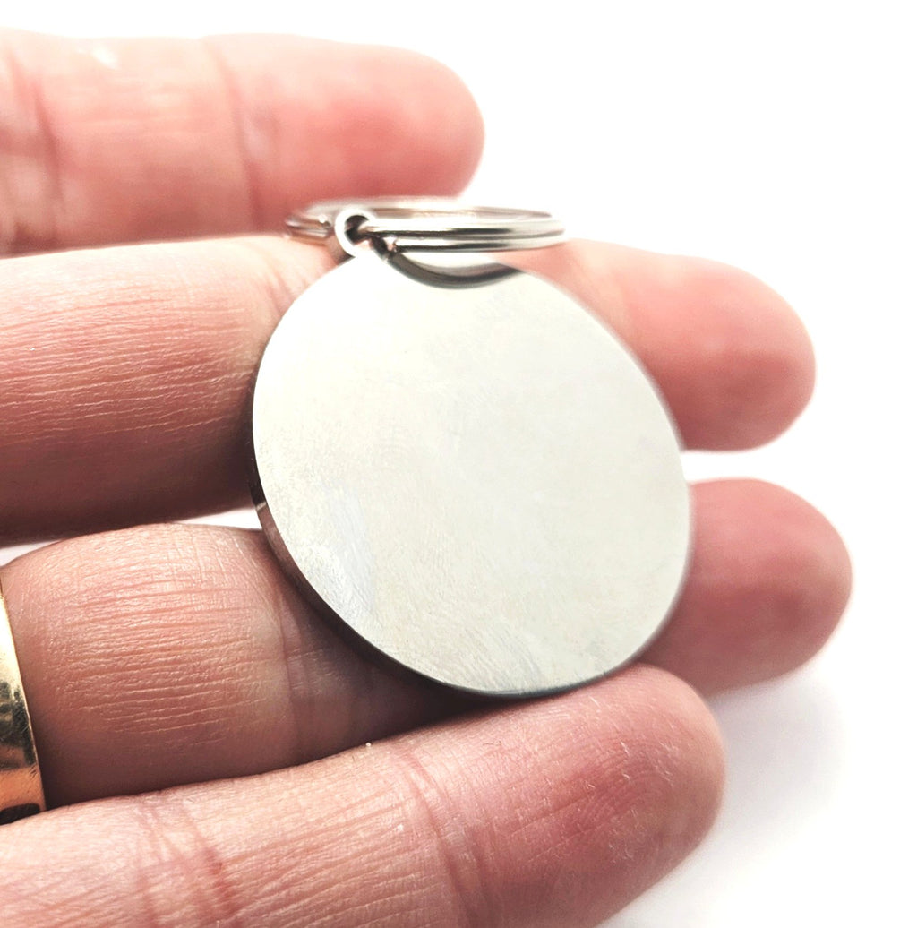 Stainless Steel Personalised Laser Engraved Keyring - Round