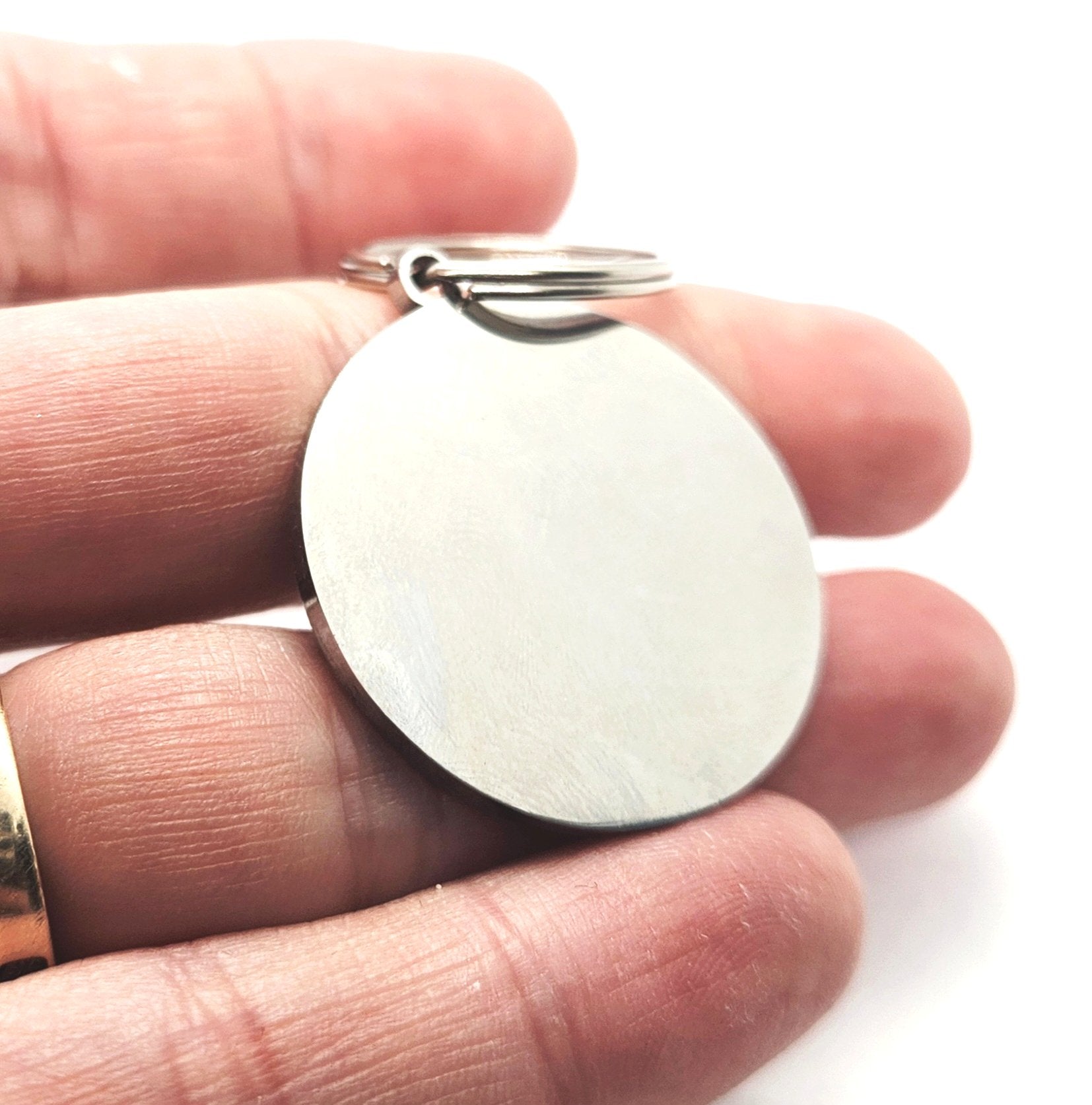 Stainless Steel Personalised Laser Engraved Keyring - Round