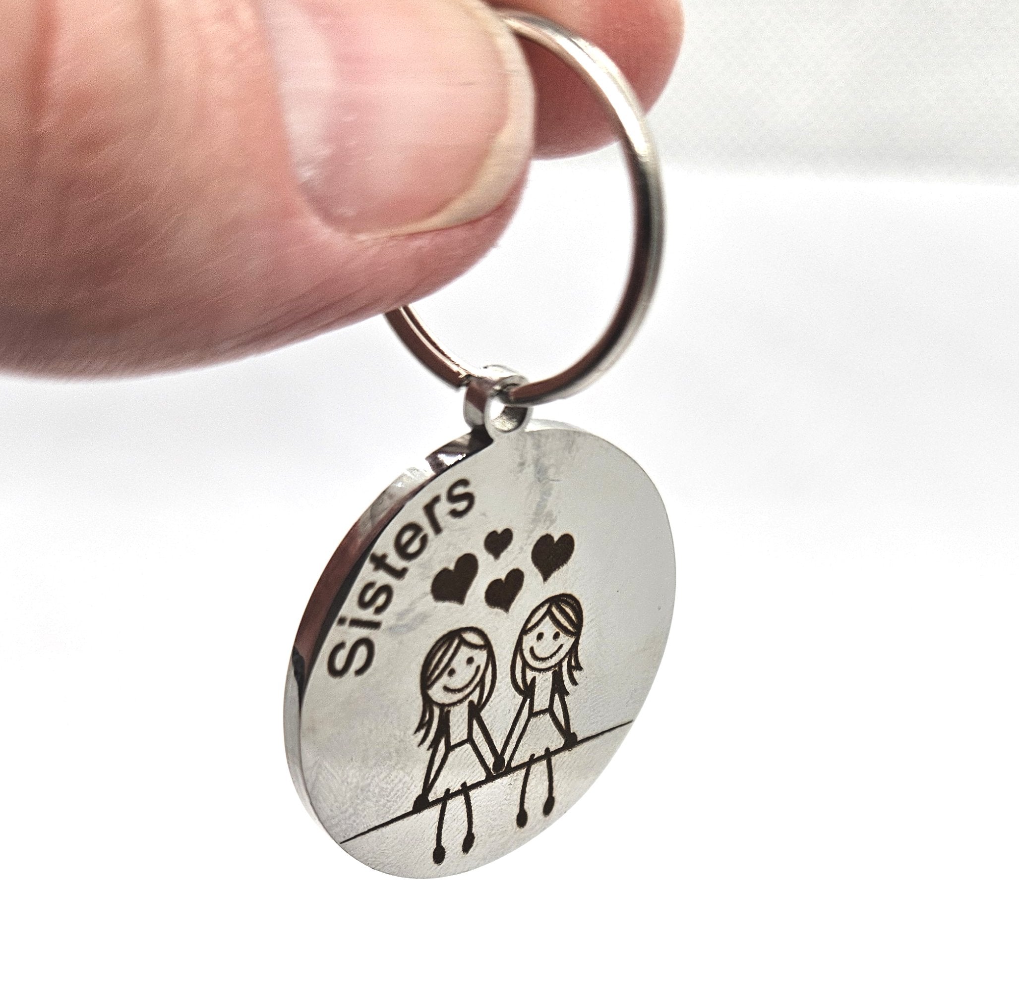 Stainless Steel Personalised Laser Engraved Keyring - Round