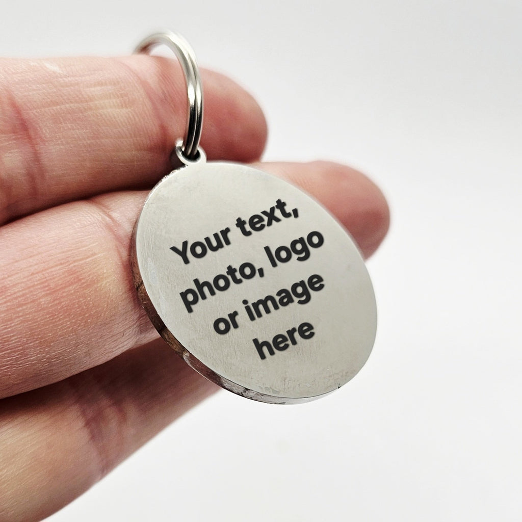 Stainless Steel Personalised Laser Engraved Keyring - Round