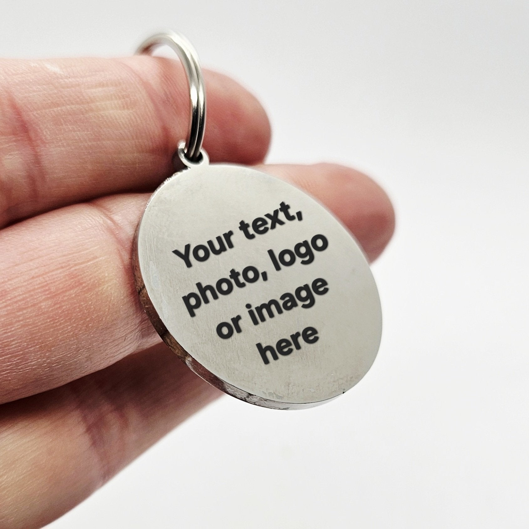Stainless Steel Personalised Laser Engraved Keyring - Round