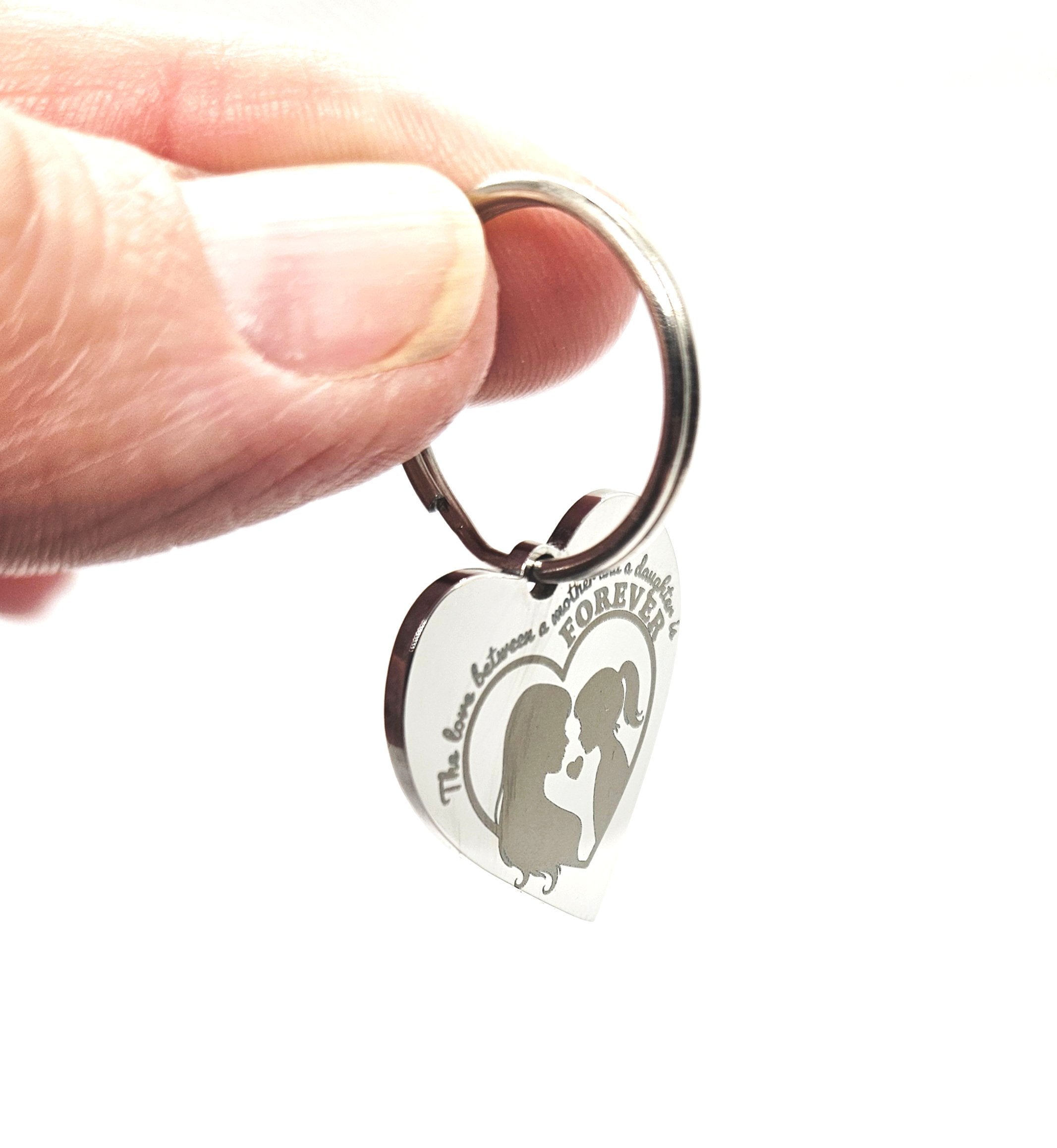 Stainless Steel Personalised Laser Engraved Keyring - Love Heart