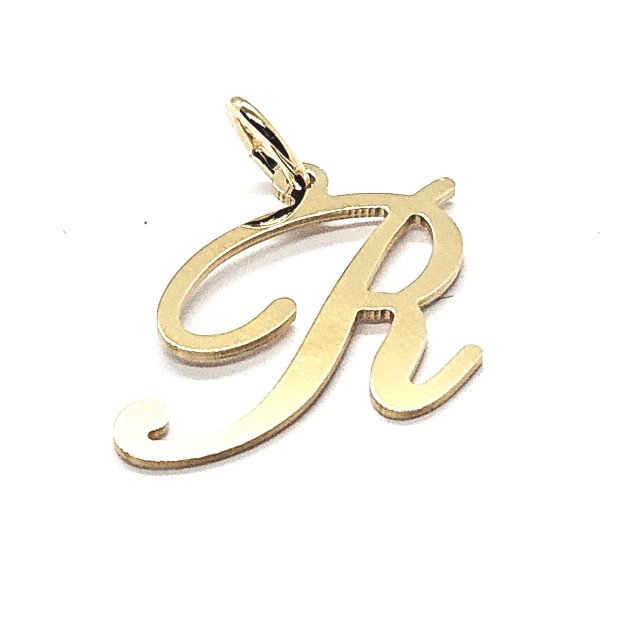 18ct Gold on 925 Sterling Silver Alphabet Initial Letter Large Script Pendant Charm