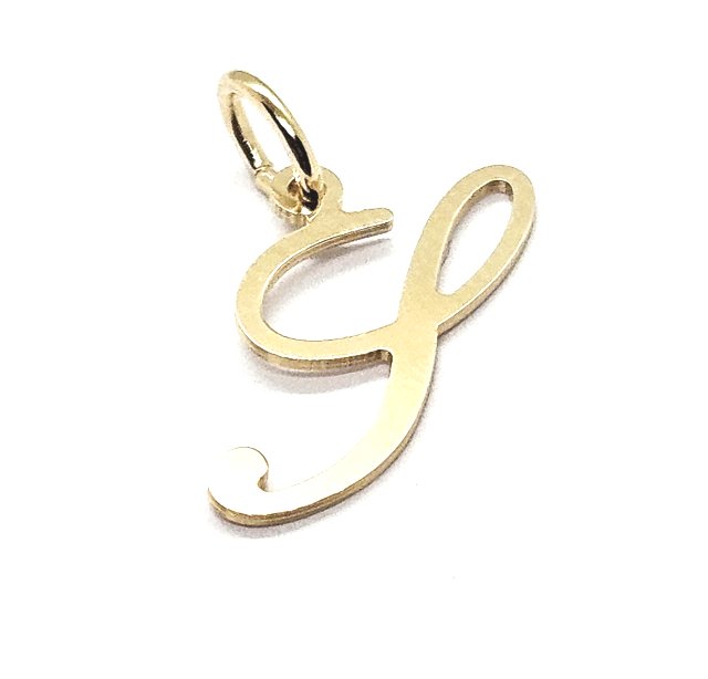 18ct Gold on 925 Sterling Silver Alphabet Initial Letter Large Script Pendant Charm