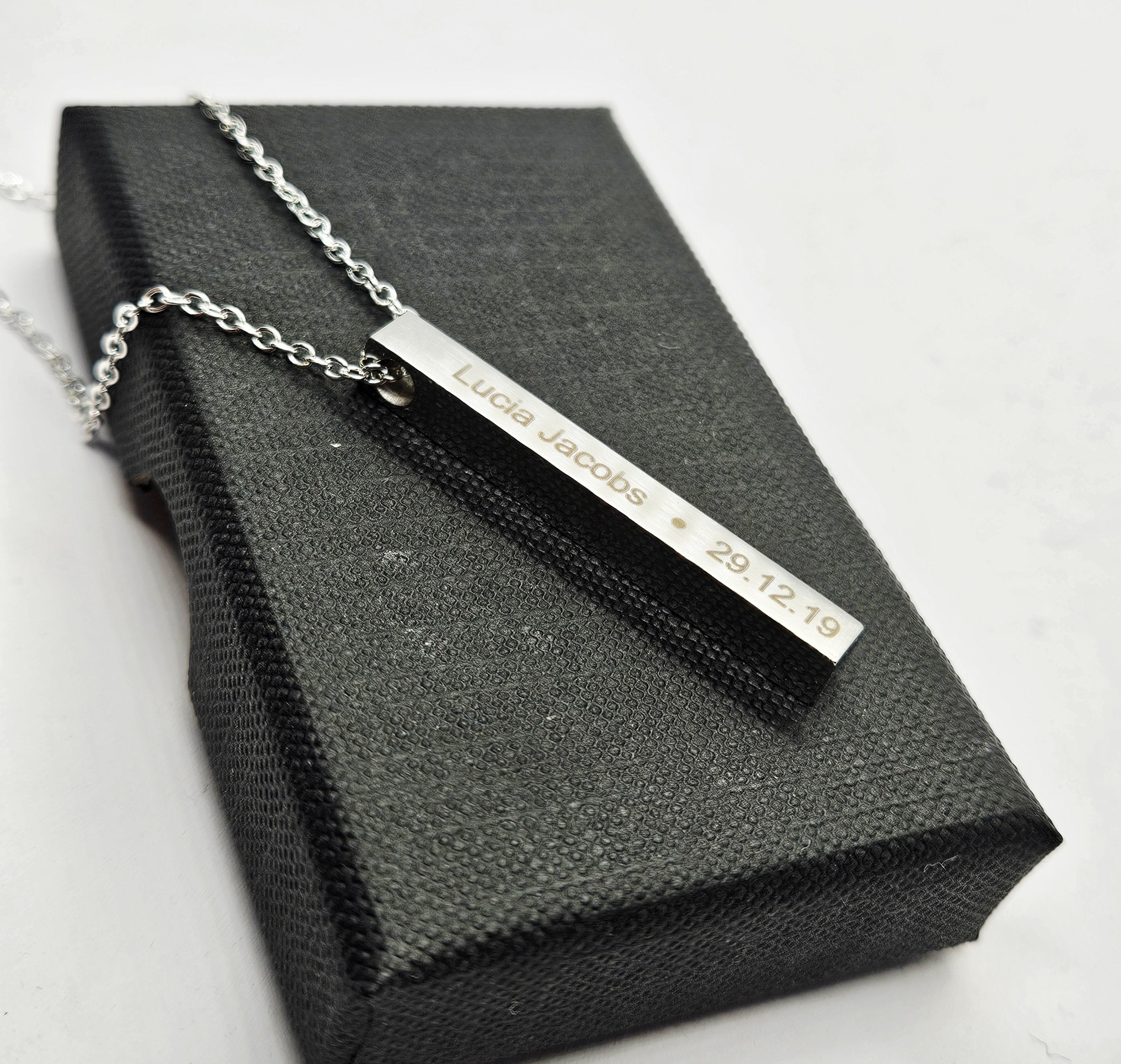 Stainless Steel Personalised Bar Pendant