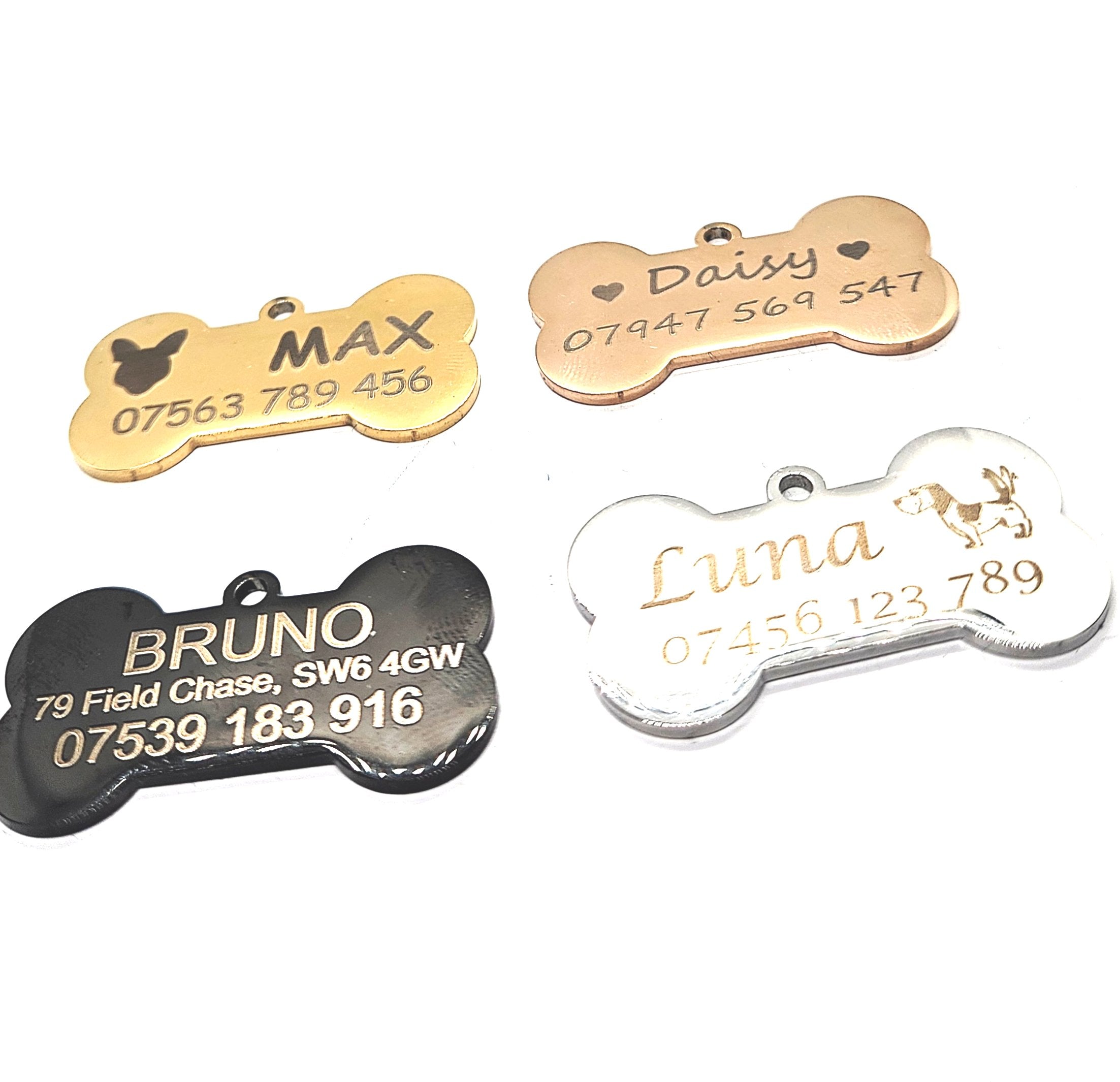 Stainless Steel Personalised Identity Pet Dog Bone Tag