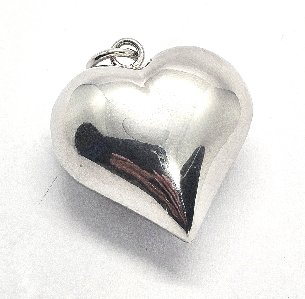 Sterling Silver Large Jingle Bell Love Heart Pendant Charm